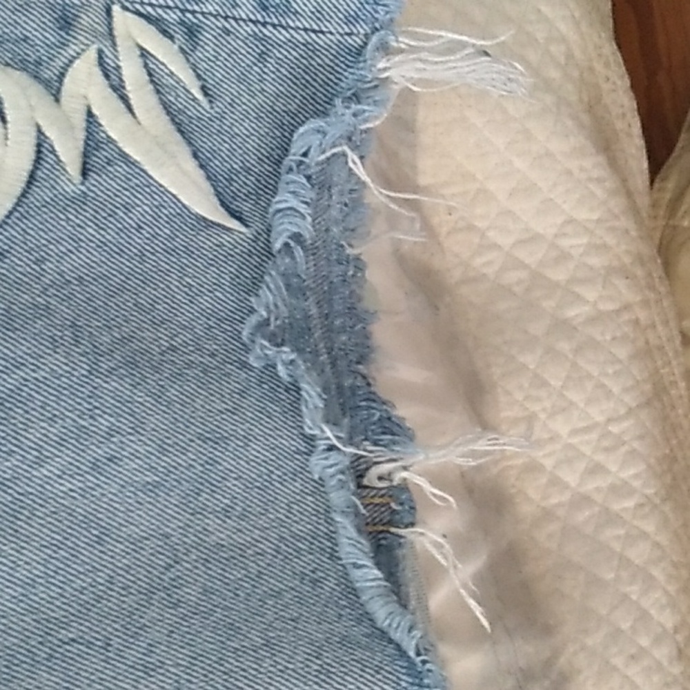 All Saints Light Blue Embroidered Cropped Jeans 29 - Picture 8 of 10